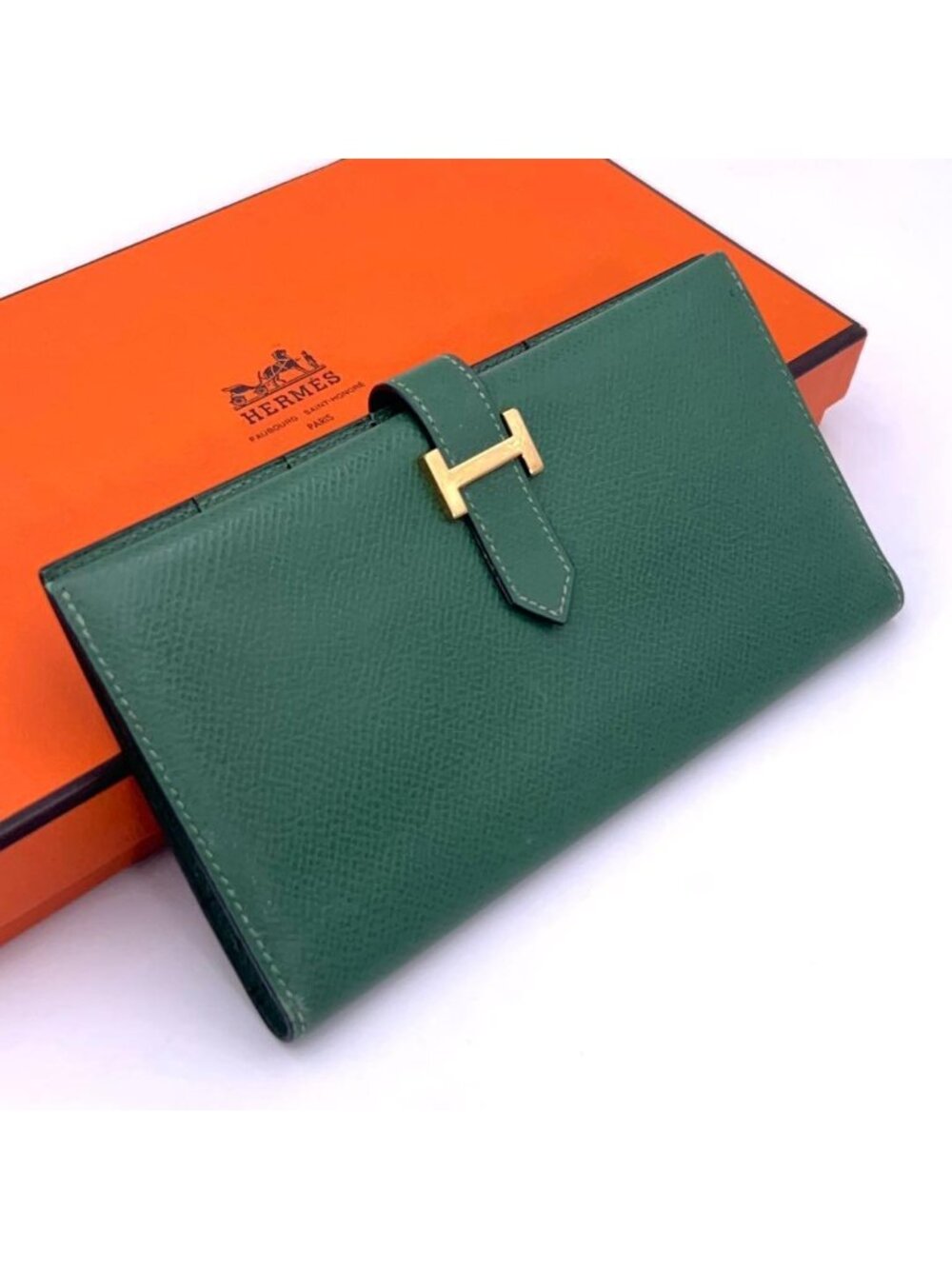 Hermes Bearn Classic Wallet Veau Graine Courchevel Vintage
